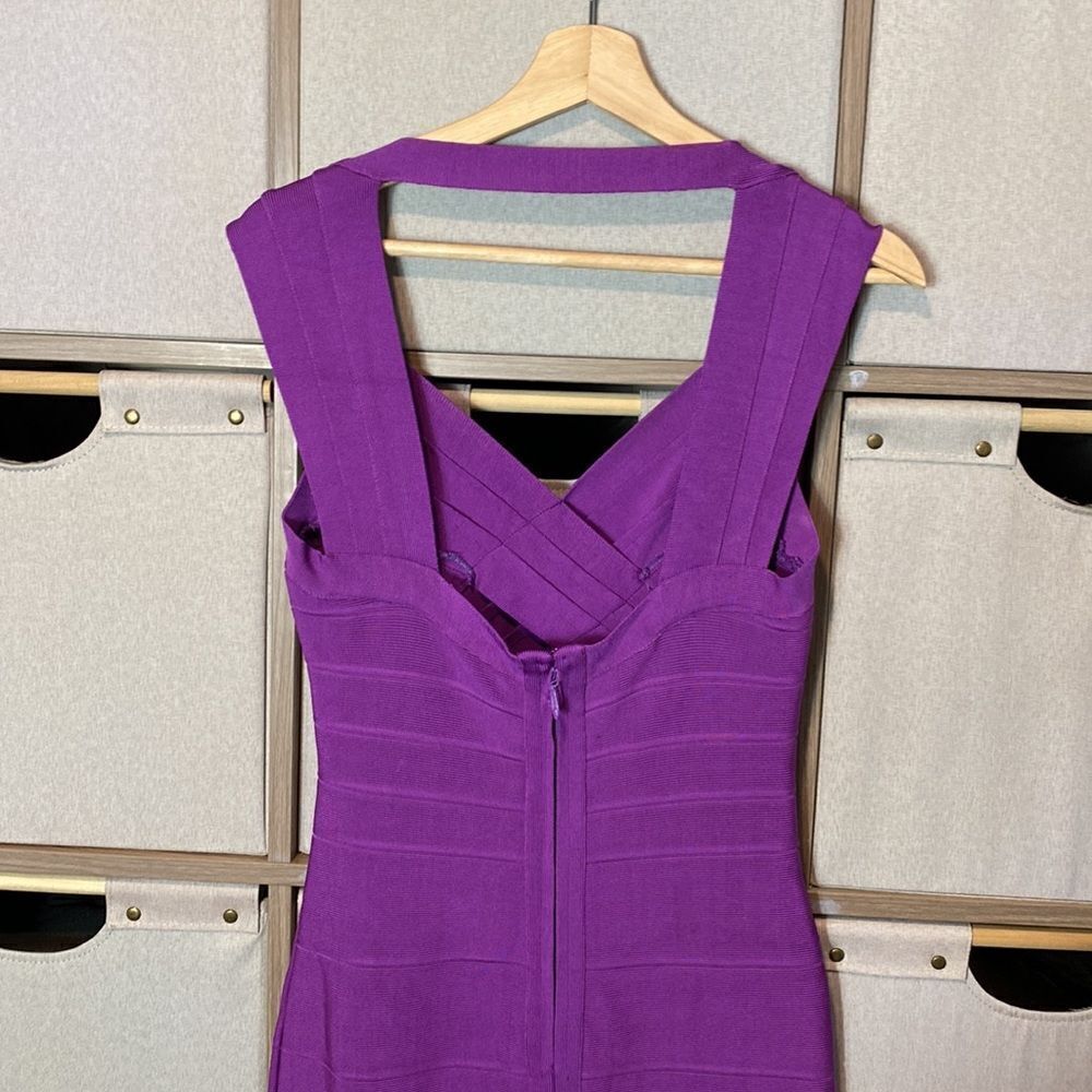 Herve Leger Purple Bandage Mini Dress - Picture 6 of 12